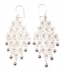 925 Silver Filigree Cleopatra Design Chandelier Earrings - Nusrettaki