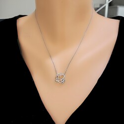 Sterling Silver Dolphin & Hearts Necklace - Nusrettaki