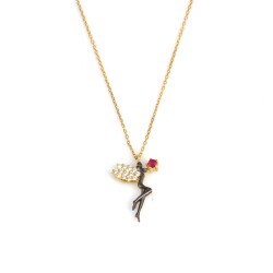 Silver Fairy Girl Design Necklace with Gold Plated - Nusrettaki (1)