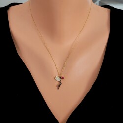 Silver Fairy Girl Design Necklace with Gold Plated - Nusrettaki