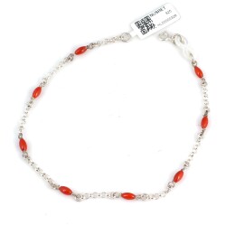 925 Sterling Silver İnfinity Design Anklet with Coral & Mother of Pearl - Nusrettaki