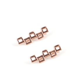 925 Ayar Gümüş Minik Kareler Earcuff Küpe - 7