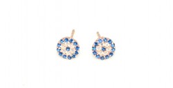 925 Rose Silver Evil Eye Stud Earrings - Nusrettaki (1)