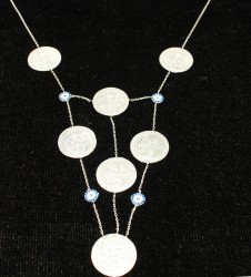 Silver 7 Mahmudiye Coins & Evil Eye Necklace - Nusrettaki (1)