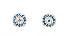 Evil Eye Stud Earrings, 925 Sterling Silver - Nusrettaki (1)