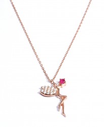 Silver Fairy Girl Design Necklace with Rose Gold Plated - Nusrettaki (1)