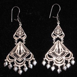 925 Silver Chandelier Filigree Earrings, Vintage Model - Nusrettaki (1)