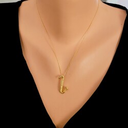 Sterling Silver Saxophone Pendant Necklace, Gold Vermeil - Nusrettaki