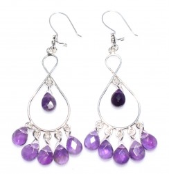 925 Silver Eight Shaped Chandelier Filigree Earrings with Amethyst - Nusrettaki (1)