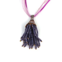 Silver Cone Design Necklace with Tanzanite - Nusrettaki (1)