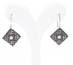 925 Silver Square Filigree Drop Earrings - Nusrettaki (1)