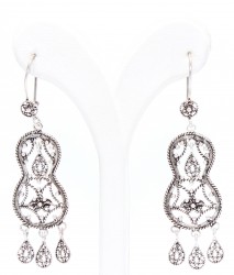 925 Silver Peanut Model Drop Filigree Earrings - Nusrettaki