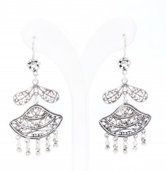 925 Sterling Silver Ufo Model Filigree Dangle Earrings - Nusrettaki