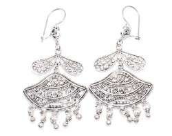 925 Sterling Silver Ufo Model Filigree Dangle Earrings - Nusrettaki (1)