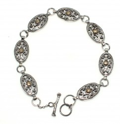 Silver & Bronze Oval Piece Authentic Bracelet - Nusrettaki (1)