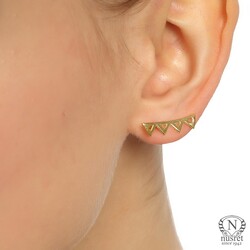 925 Ayar Gümüş Zikzak Earcuff Küpe - 4