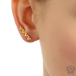 925 Ayar Gümüş Zikzak Earcuff Küpe - Nusrettaki