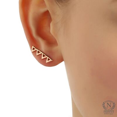 925 Ayar Gümüş Zikzak Earcuff Küpe - 3