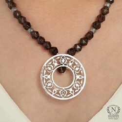 Silver Ajur Necklace with Smoky Quartz - Nusrettaki