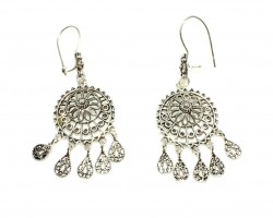 925 Silver Circle Design Chandelier Filigree Earring - Nusrettaki (1)