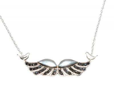 925 Sterling Silver Angel Wing Budgerigar Necklace - 3