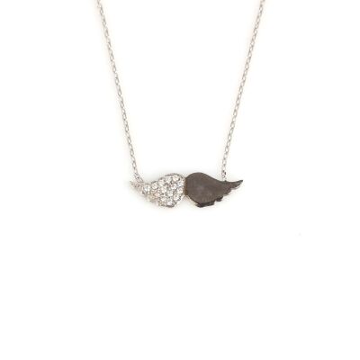 925 Sterling Silver Angel Wing Necklace, Rose Gold Plated - 3