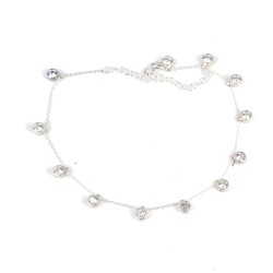 925 Sterling Silver Anklet with Stone - Nusrettaki