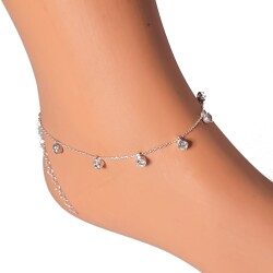 925 Sterling Silver Anklet with Stone - 2