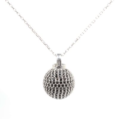 925 Sterling Silver Ball Model Necklace With Black Cz - 3