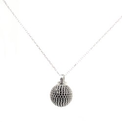 925 Sterling Silver Ball Model Necklace With Black Cz - 5