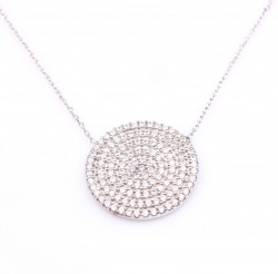 925 Sterling Silver Big Circle Model Necklace with CZ - 4