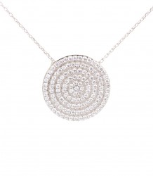 925 Sterling Silver Big Circle Model Necklace with CZ - 3