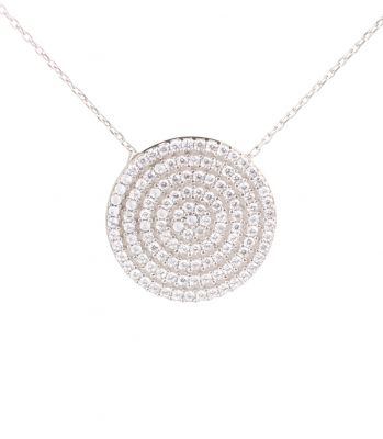 925 Sterling Silver Big Circle Model Necklace with CZ - 3