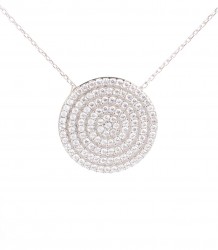 925 Sterling Silver Big Circle Model Necklace with CZ - 2