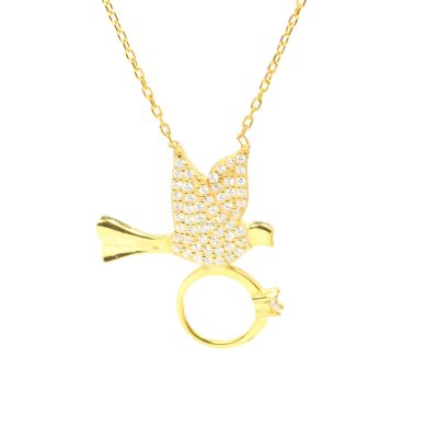 925 Sterling Silver Bird Solitaire Necklace - 2