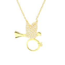 925 Sterling Silver Bird Solitaire Necklace - 3