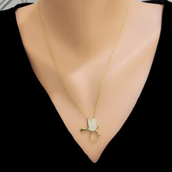 925 Sterling Silver Bird Solitaire Necklace - 1