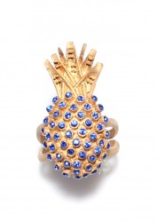 925 Sterling Silver Blue Stone Pineapple Ring - 7