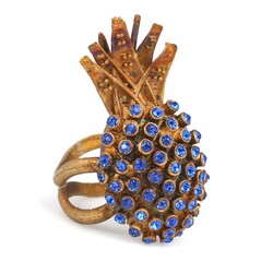 925 Sterling Silver Blue Stone Pineapple Ring - 4