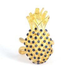 925 Sterling Silver Blue Stone Pineapple Ring - 2