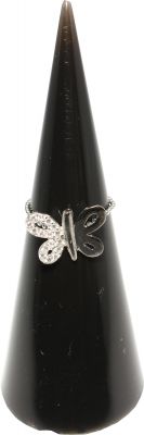 925 Sterling Silver Butterfly Joint Ring - White - 4