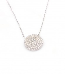 925 Sterling Silver Circle Model Necklace With Cz - 4