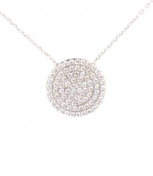 925 Sterling Silver Circle Model Necklace With Cz - Nusrettaki (1)