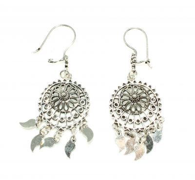 925 Sterling Silver Circles Chandelier Filigree Earring - 2