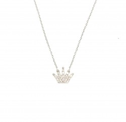 925 Sterling Silver Crown Model Necklace with CZ - Nusrettaki (1)