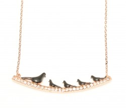 925 Sterling Silver Dove Necklace, Rose Gold Plated - 3