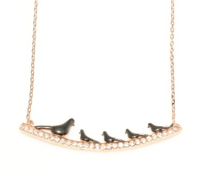 925 Sterling Silver Dove Necklace, Rose Gold Plated - 3