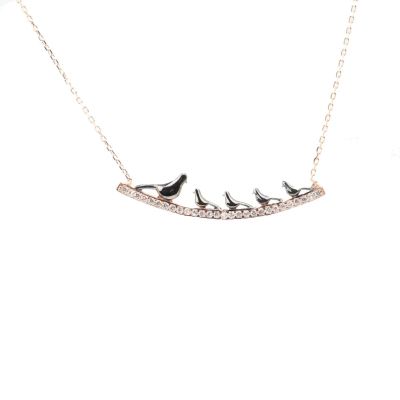 925 Sterling Silver Dove Necklace, Rose Gold Plated - 4