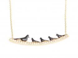 925 Sterling Silver Dove Necklace, Yellow Gold Plated - 3