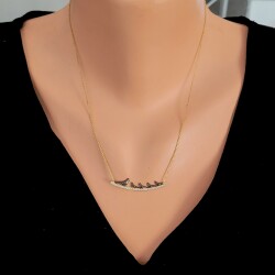 925 Sterling Silver Dove Necklace, Yellow Gold Plated - 1